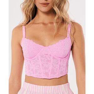 Gilly Hicks Lace Corset Bustier Bralette Top Small Pink Coquette Y2K Ballet Soft